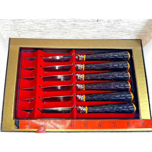 Regent Sheffield Stainless Steel Steak Forever Sharp Knives Faux Bone Boxed - Picture 13 of 16